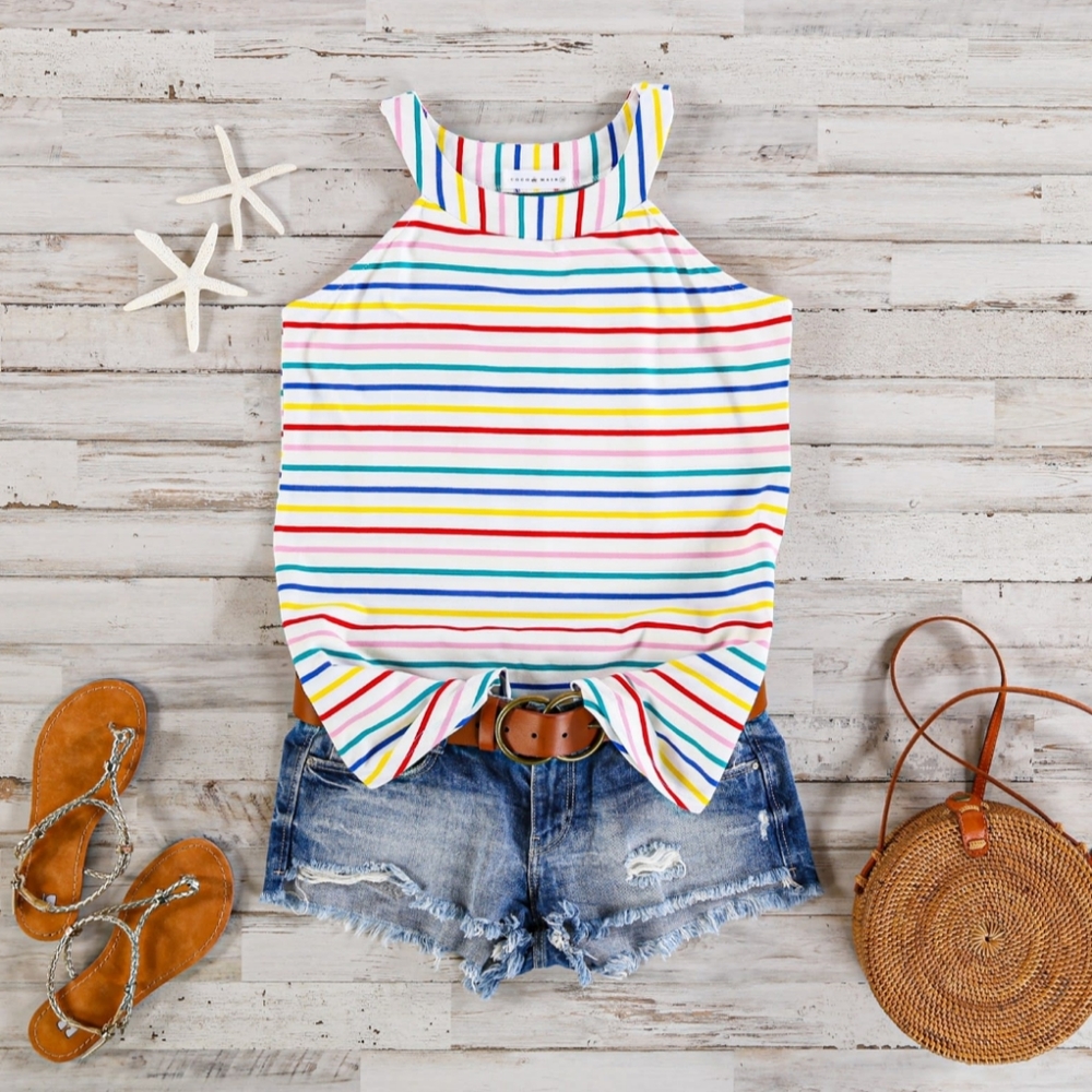Rainbow Striped Rocker Tank
